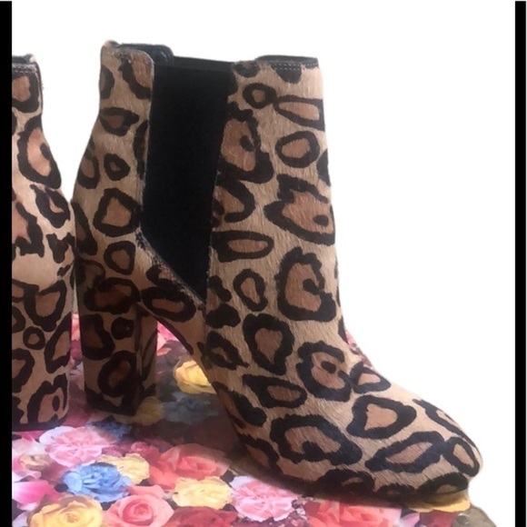 Sam Edelman Women’s Cow Hair Leopard Print Chunky Heel Ankle Boots Size 7.5 - Picture 6 of 14